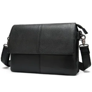 Men’s Genuine Leather Shoulder Messenger Bag Soft Cow Leather Crossbody