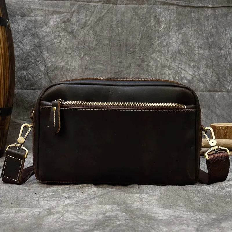 Men’s Genuine Leather Shoulder Messenger Bag Soft Cow Leather Crossbody