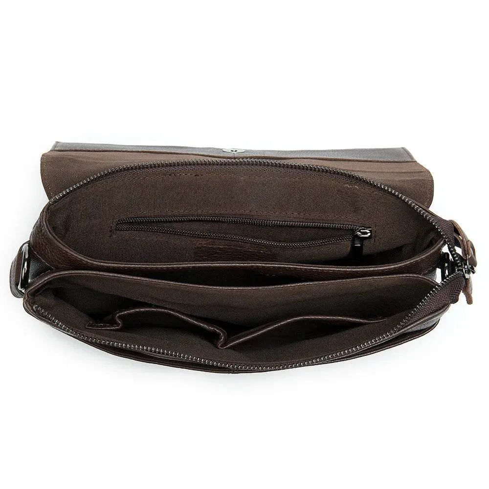 Men’s Genuine Leather Shoulder Messenger Bag Soft Cow Leather Crossbody