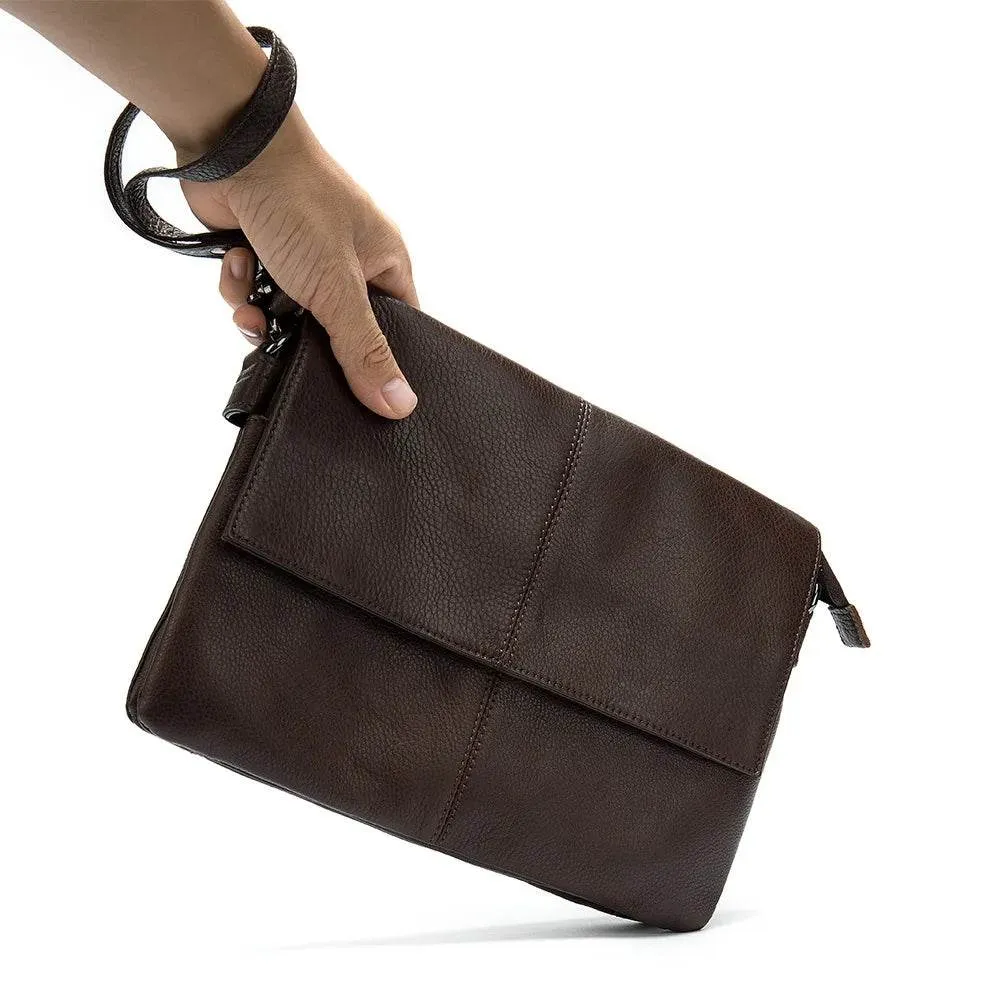 Men’s Genuine Leather Shoulder Messenger Bag Soft Cow Leather Crossbody
