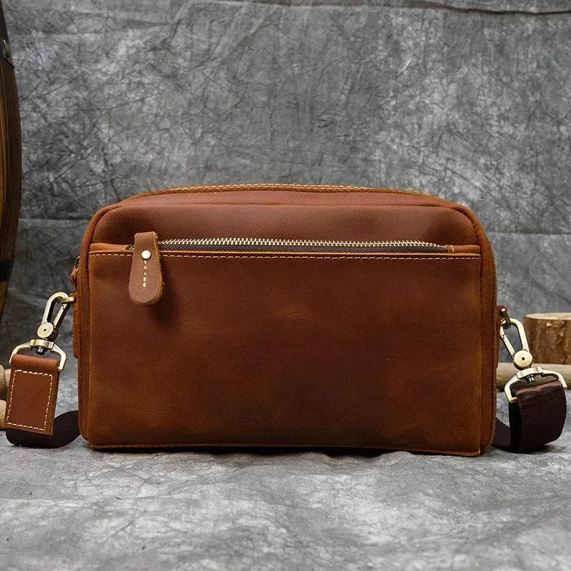 Men’s Genuine Leather Shoulder Messenger Bag Soft Cow Leather Crossbody