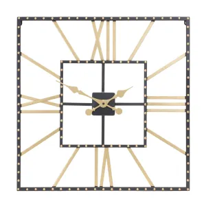 Metal Square Wall Clock with Roman Numberals 23.5"SQ
