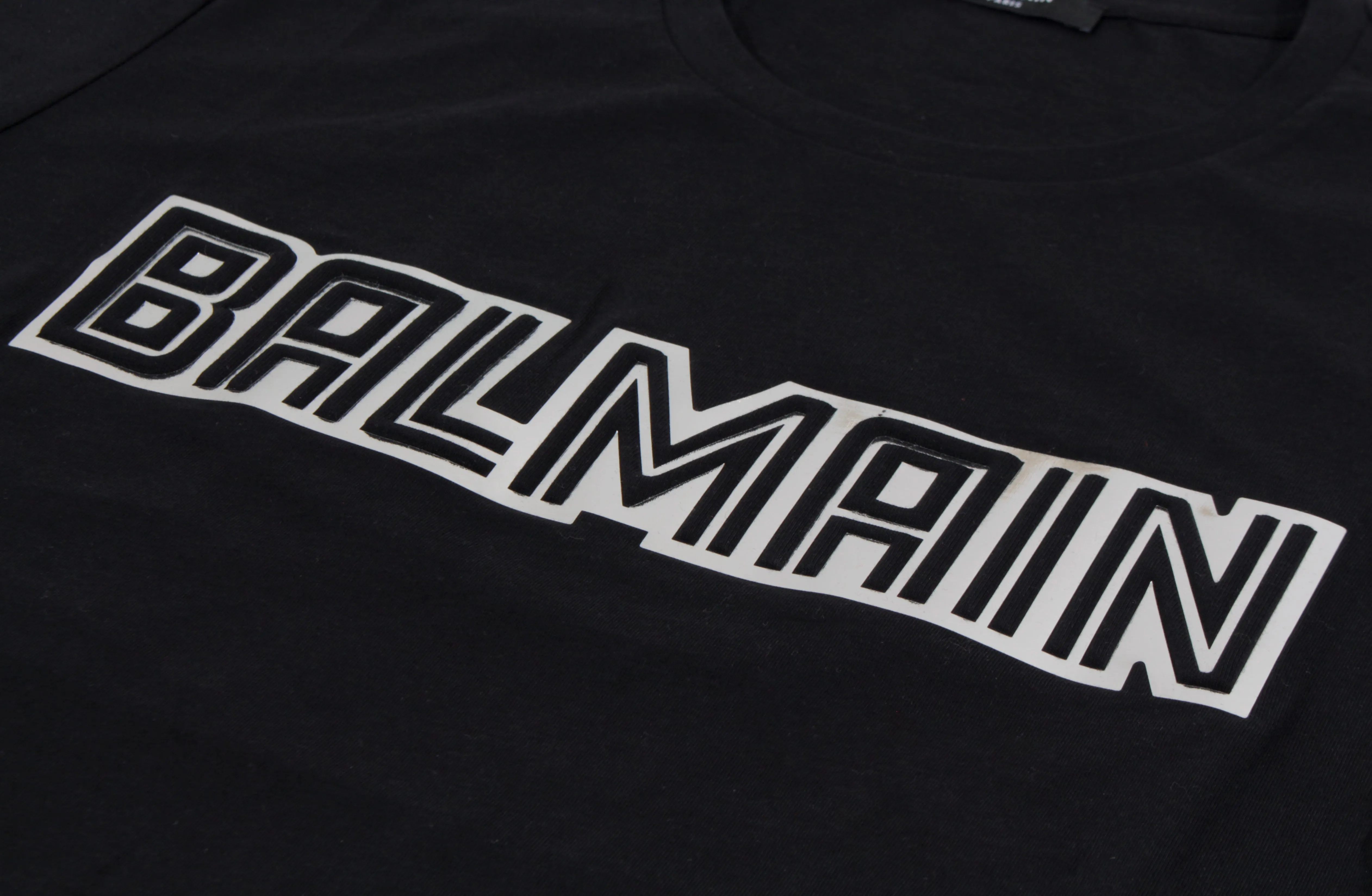 Metallic Balmain Embossed T-Shirt - Black & Silver