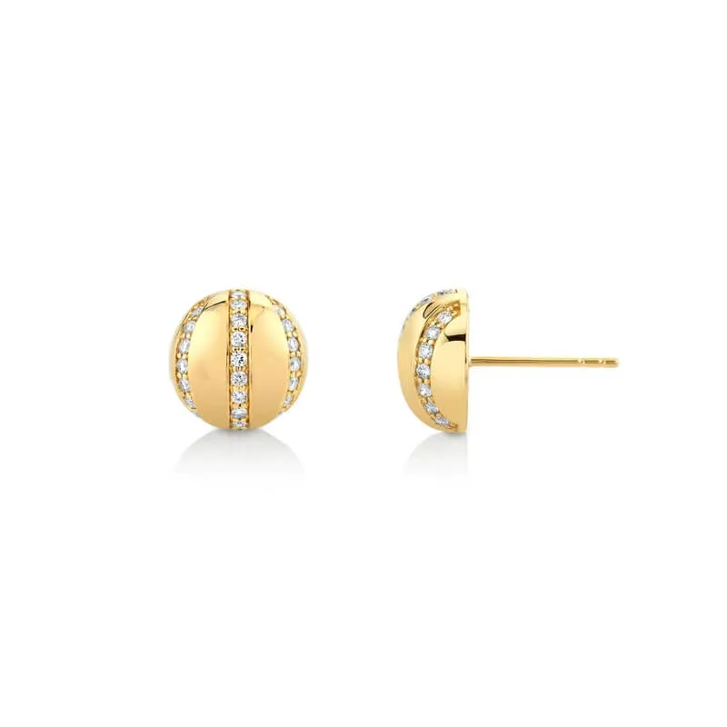 Michael M 14K Yellow Gold ORB Stripe Button Stud Earrings ER531