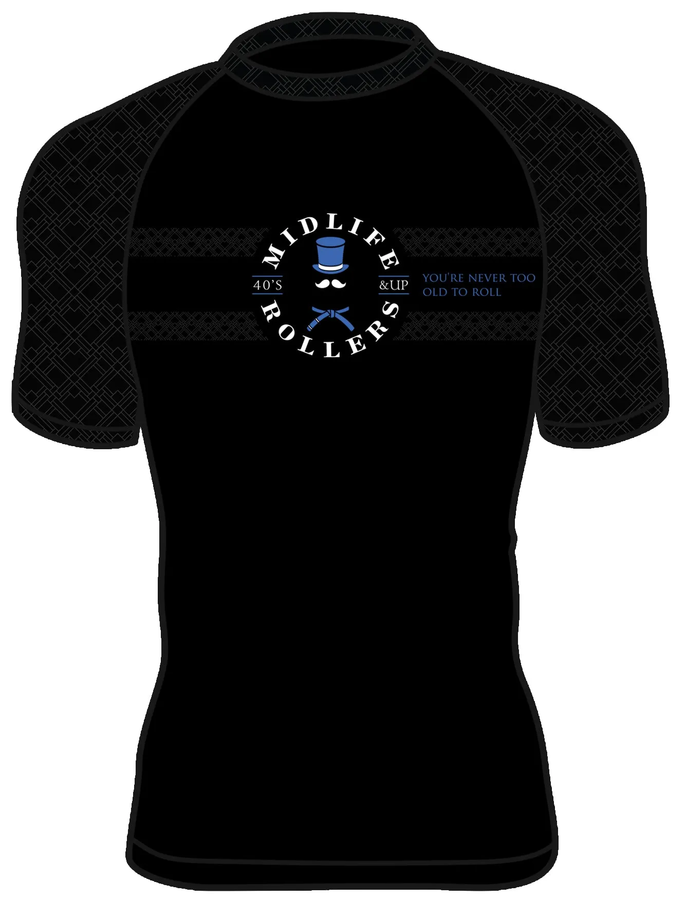 Midlife Rollers Ranked Blue Belt Short Sleeve Rashguard