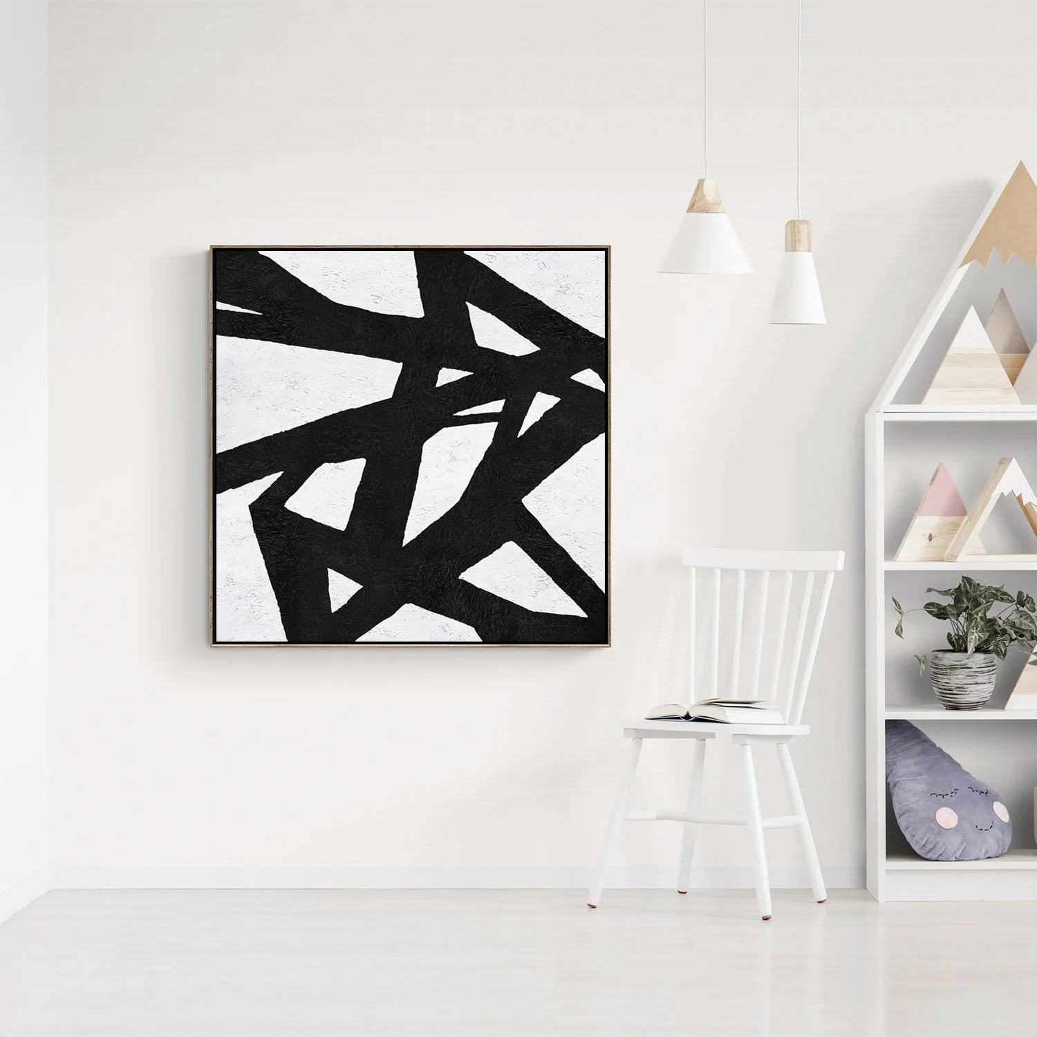 Minimal Black and White Painting MN136A