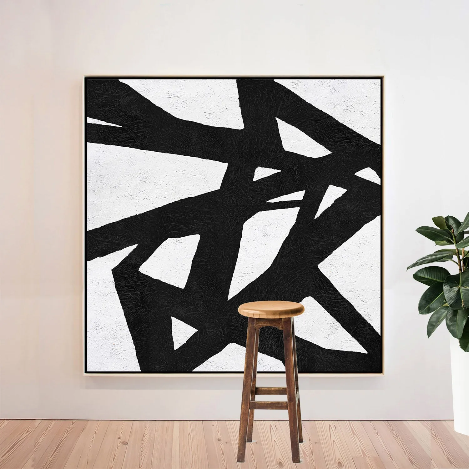 Minimal Black and White Painting MN136A