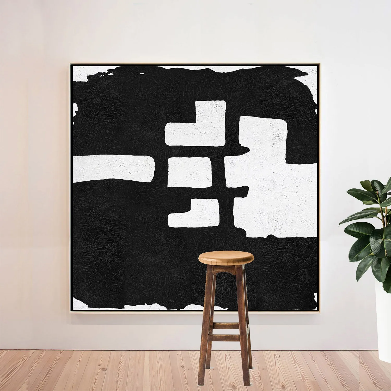 Minimal Black and White Painting MN156A
