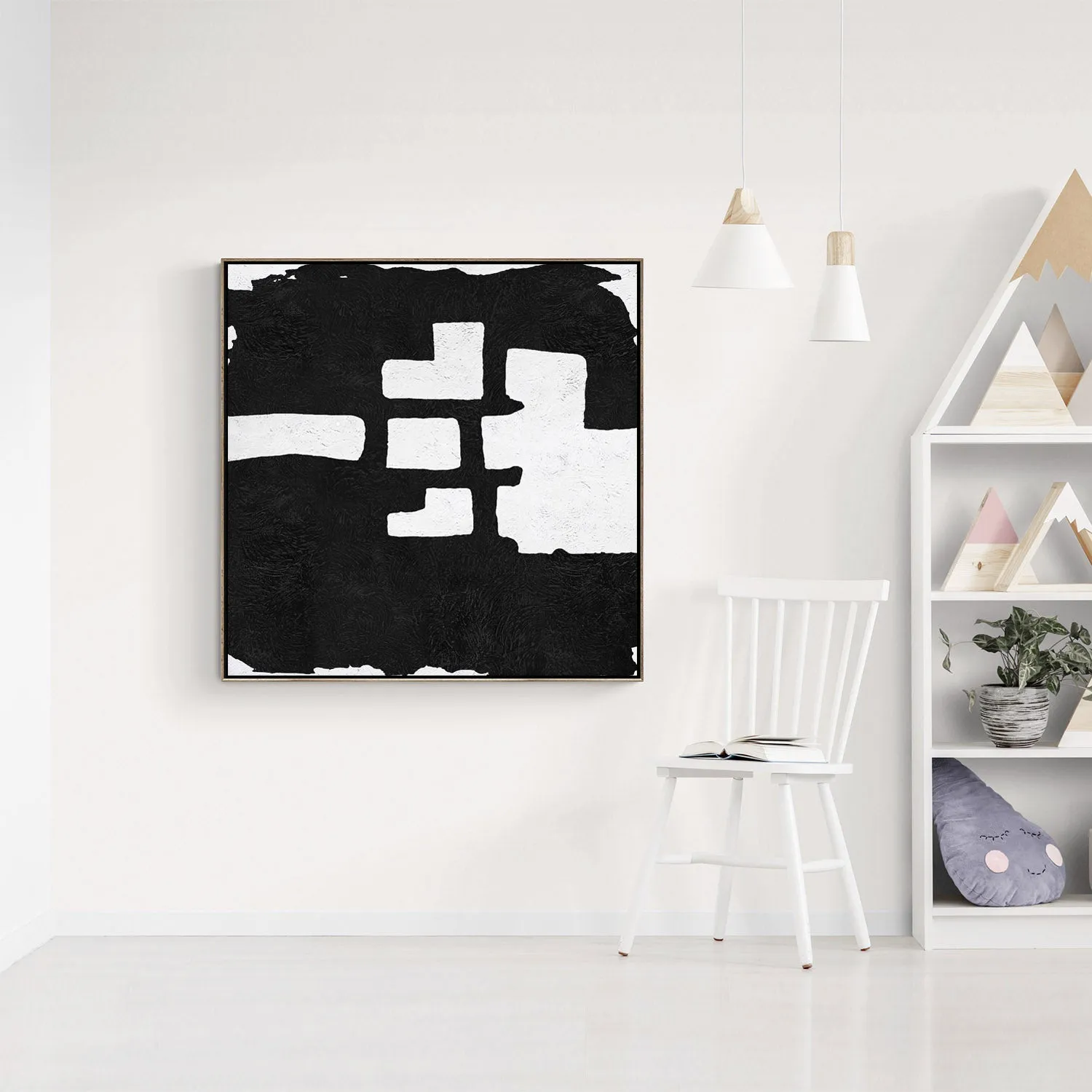Minimal Black and White Painting MN156A