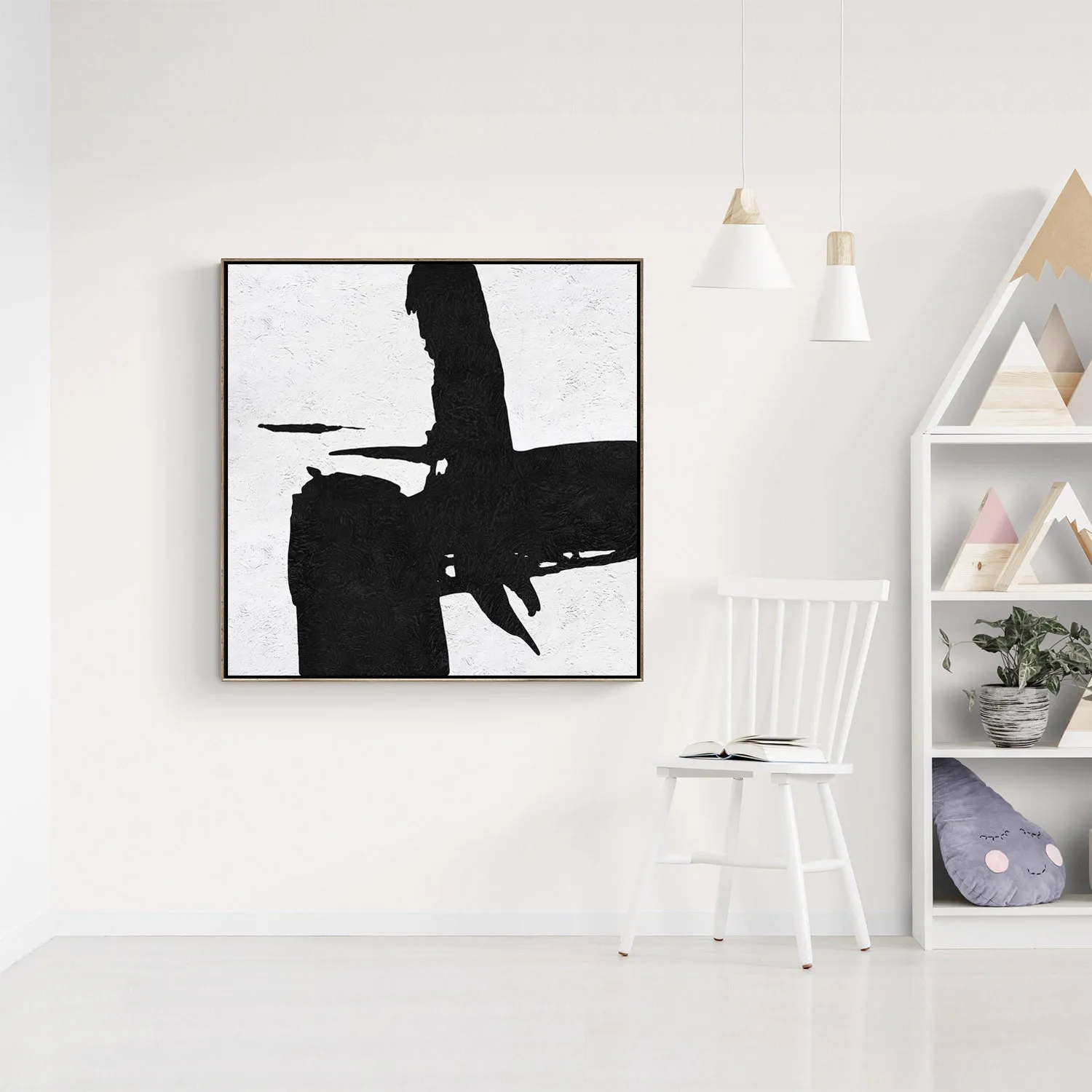 Minimal Black and White Painting MN46A