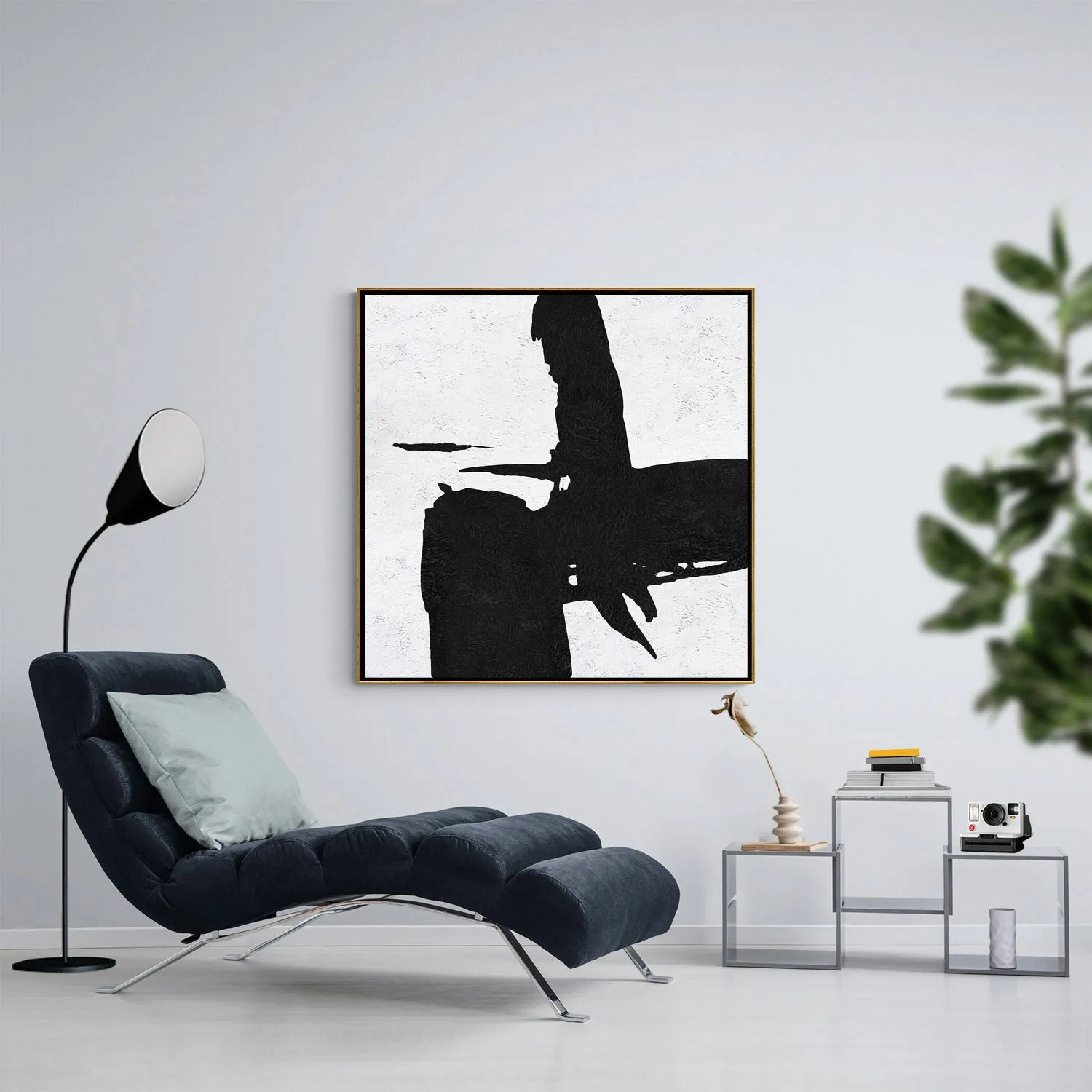 Minimal Black and White Painting MN46A