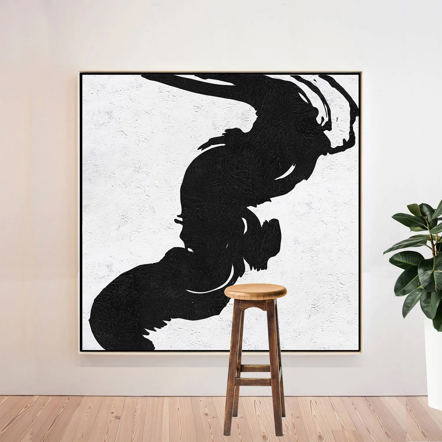 Minimal Black and White Painting MN56A