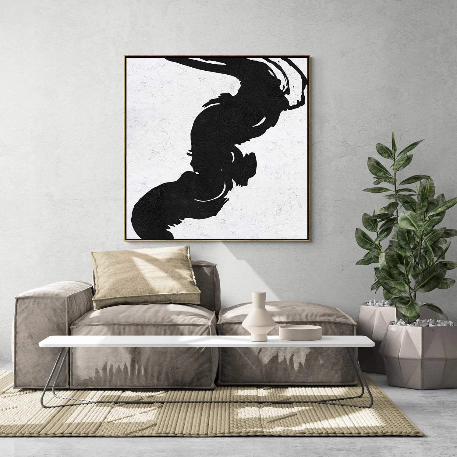 Minimal Black and White Painting MN56A