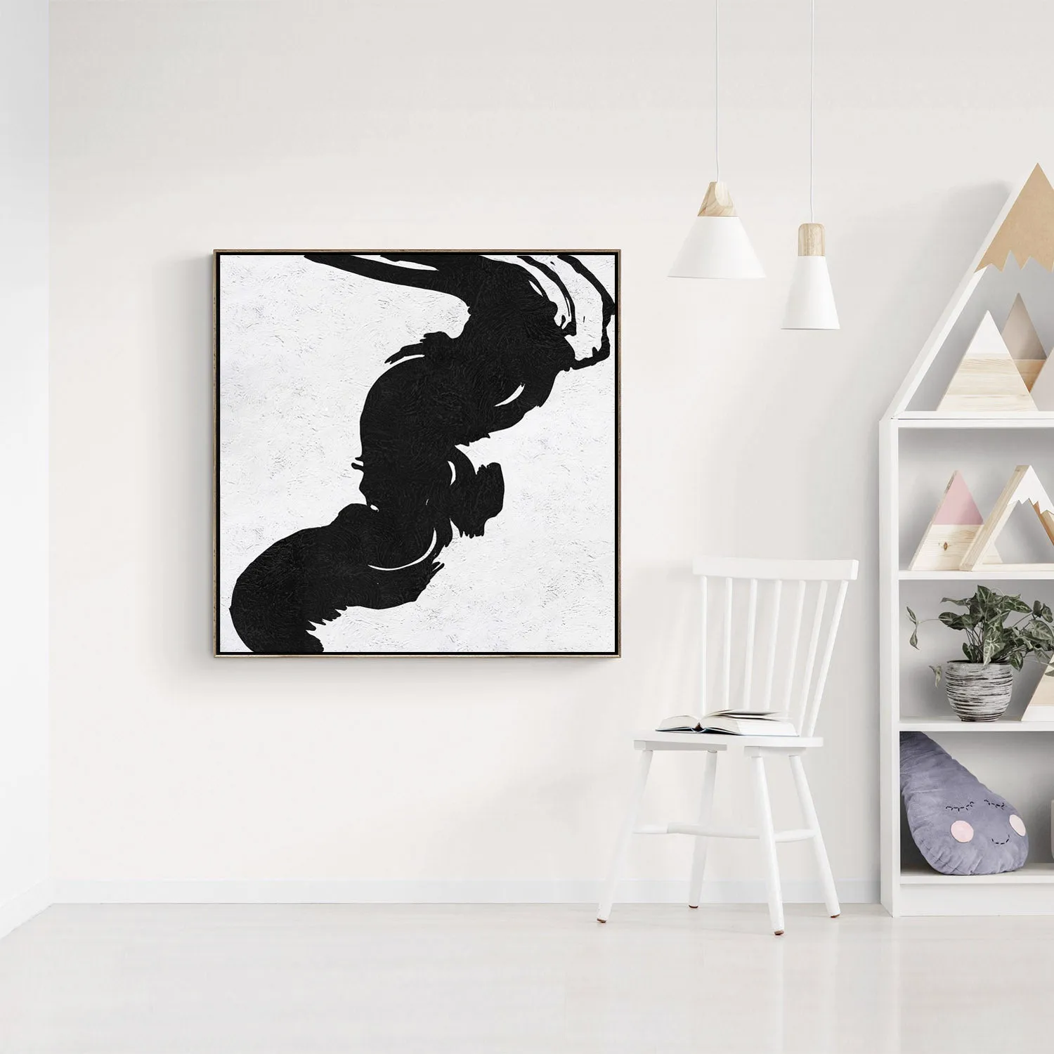 Minimal Black and White Painting MN56A