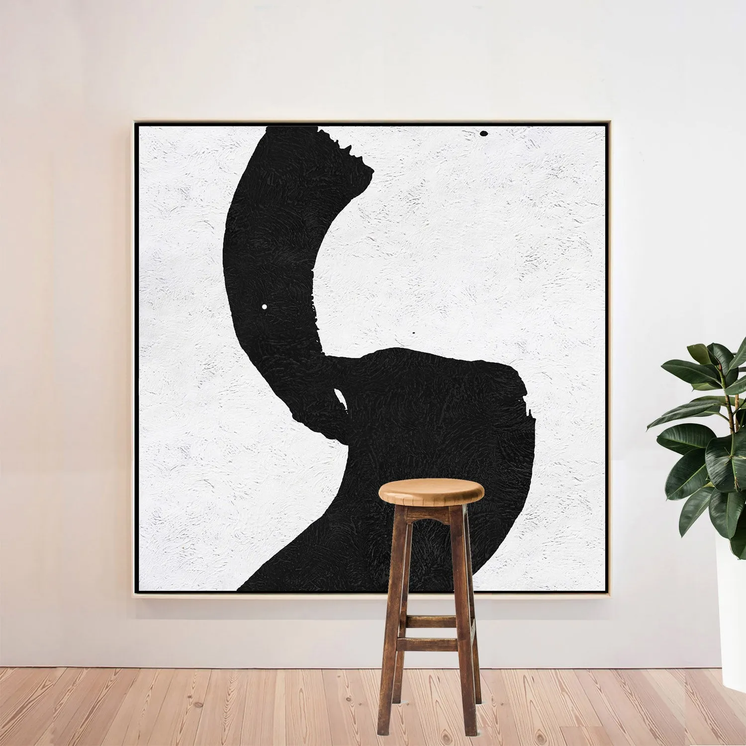 Minimal Black and White Painting MN64A