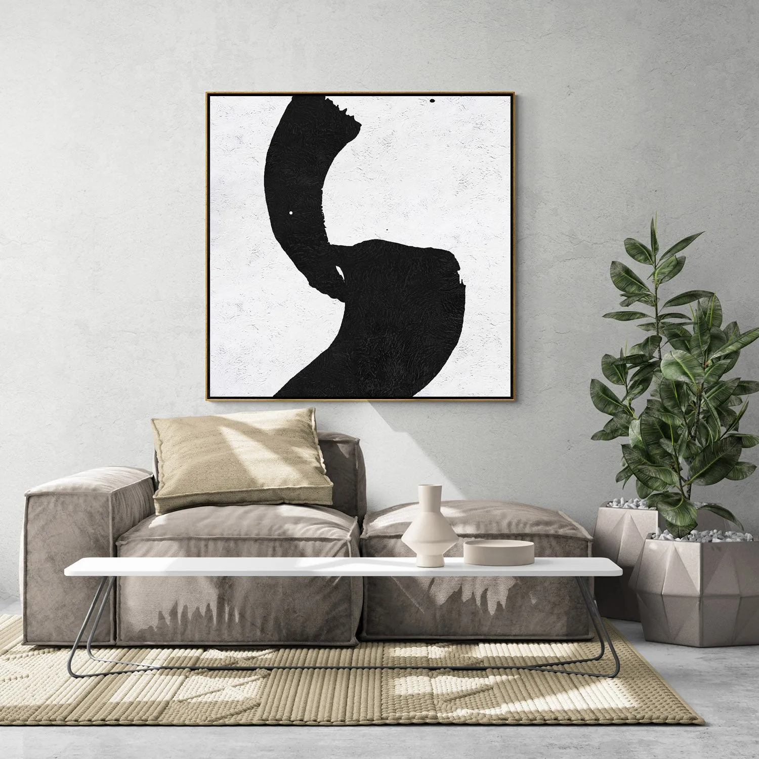Minimal Black and White Painting MN64A