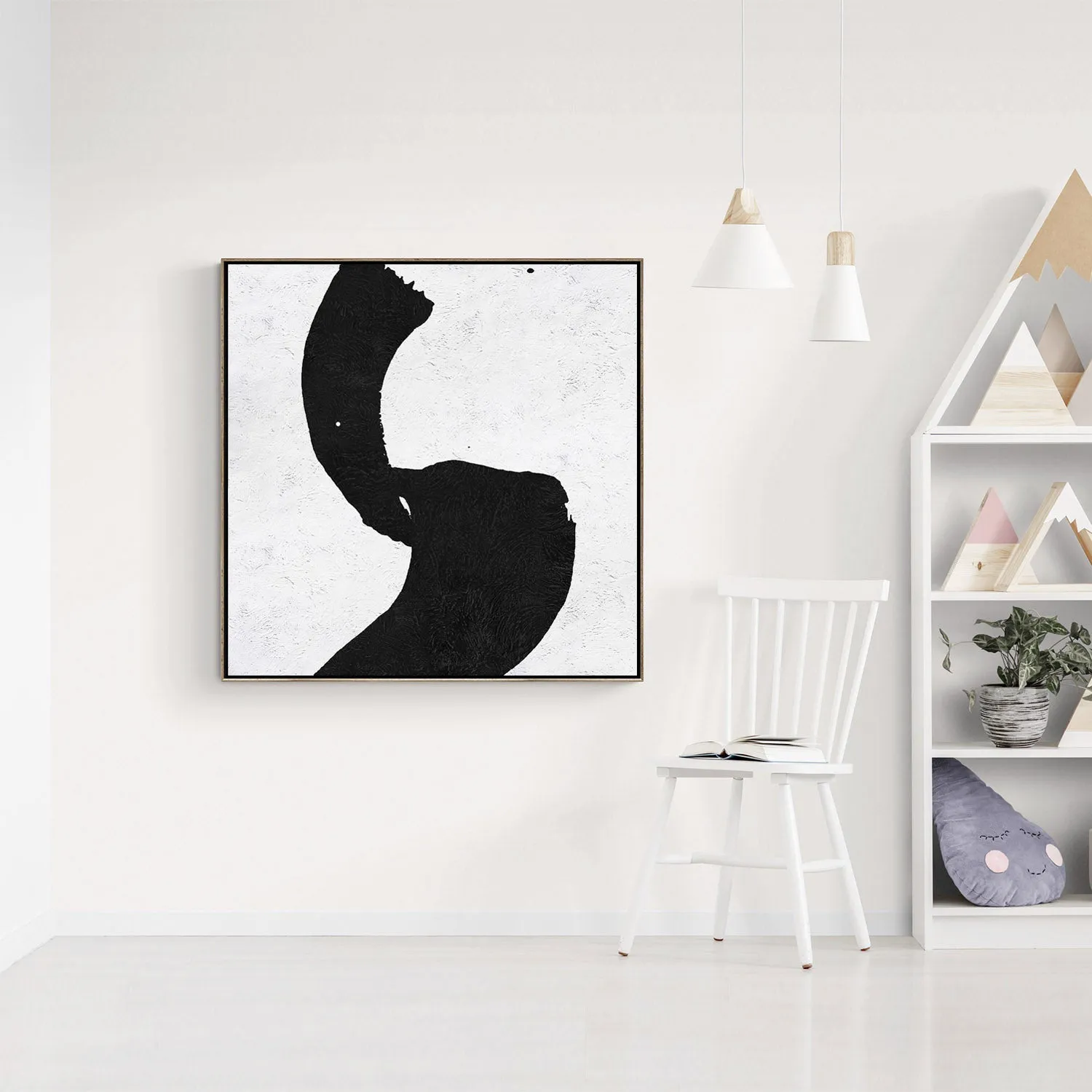Minimal Black and White Painting MN64A