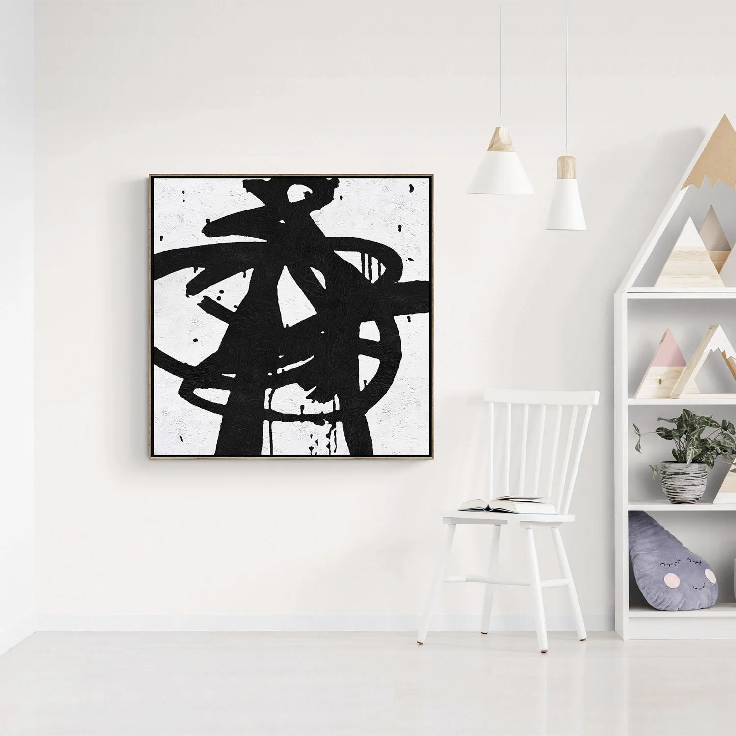 Minimal Black and White Painting MN69A