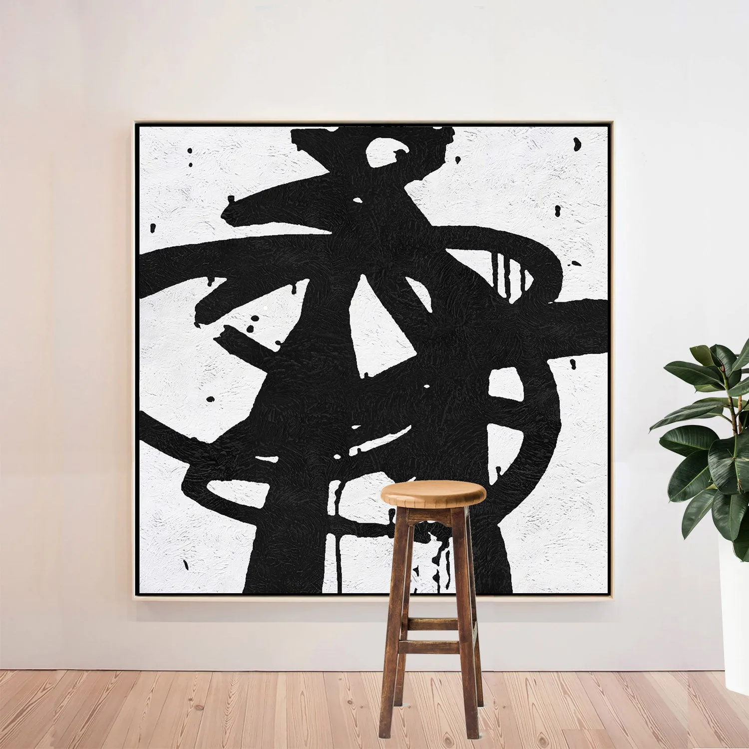 Minimal Black and White Painting MN69A