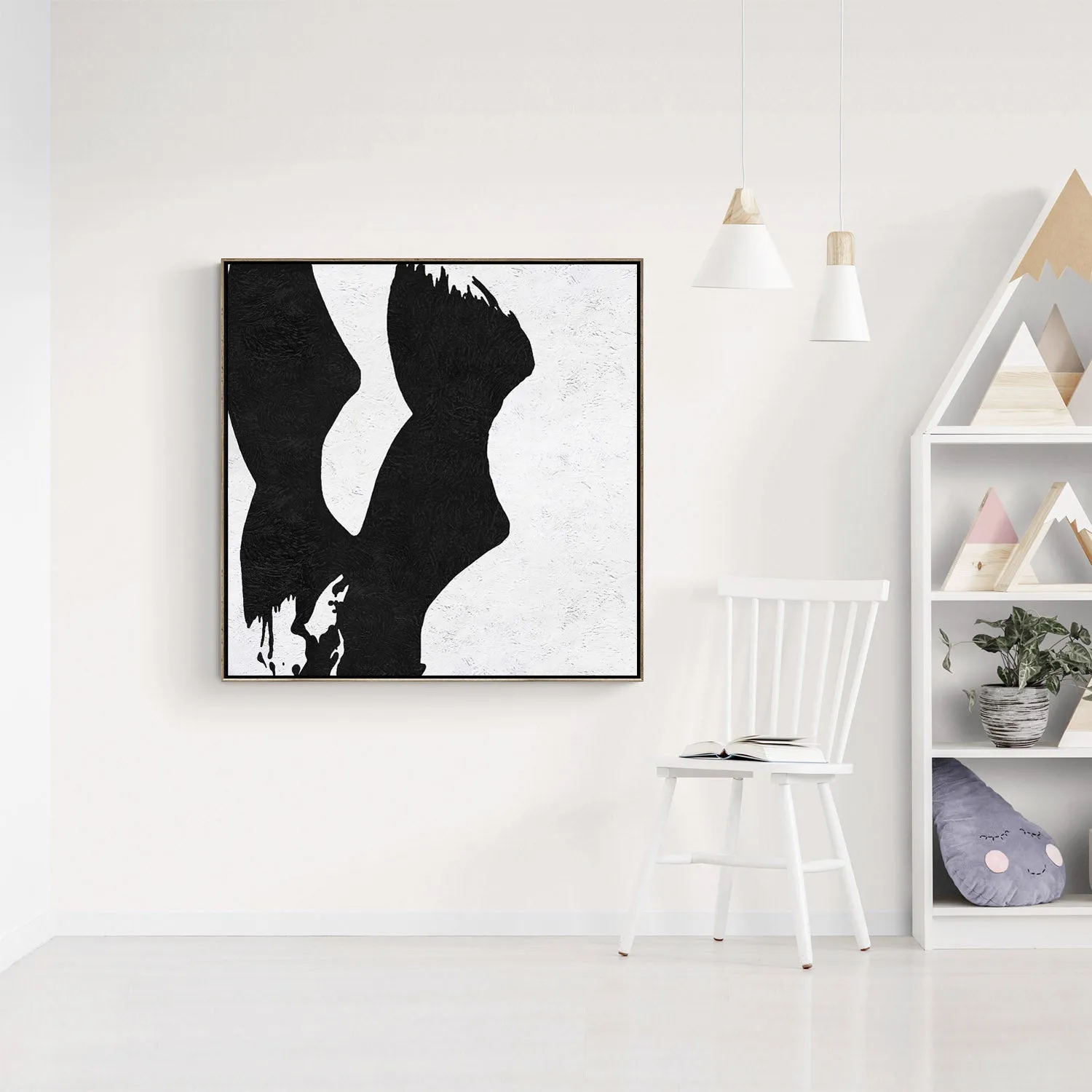 Minimal Black and White Painting MN75A