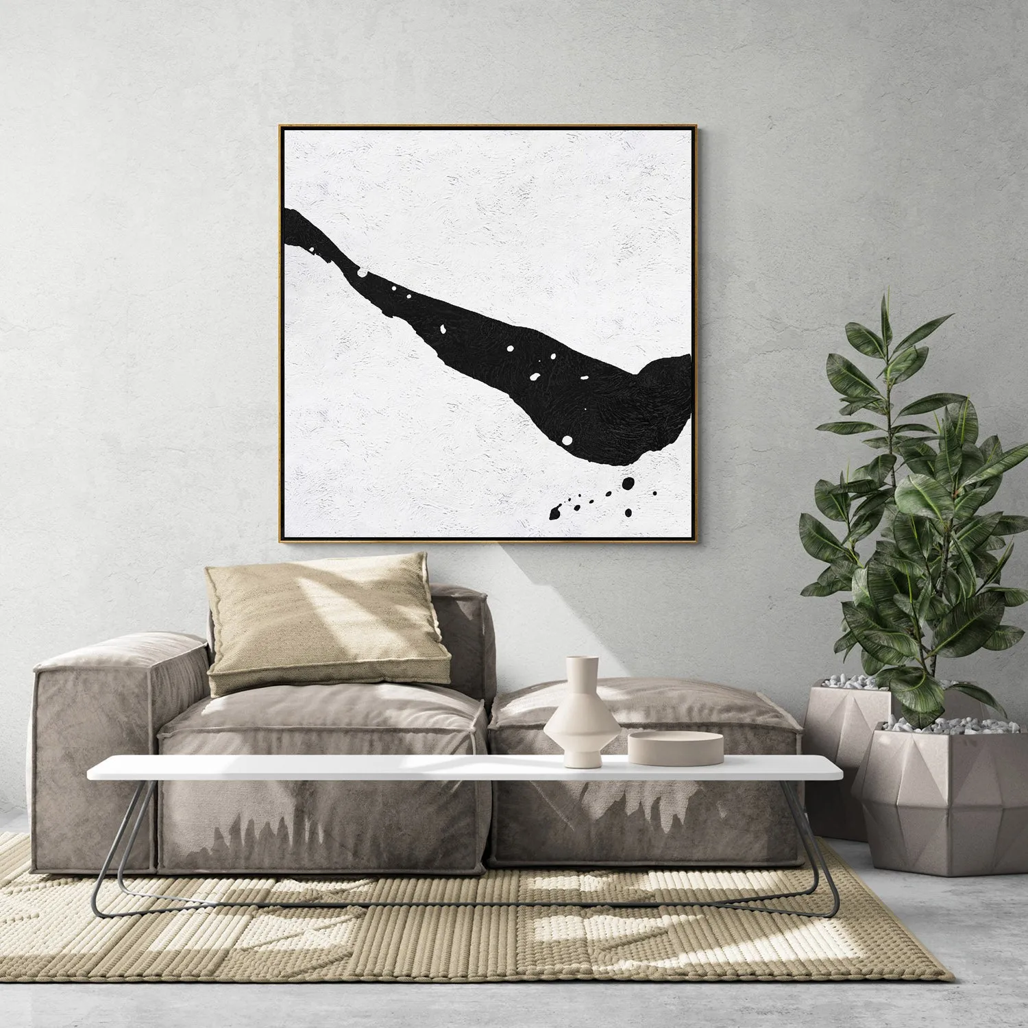Minimal Black and White Painting MN87A