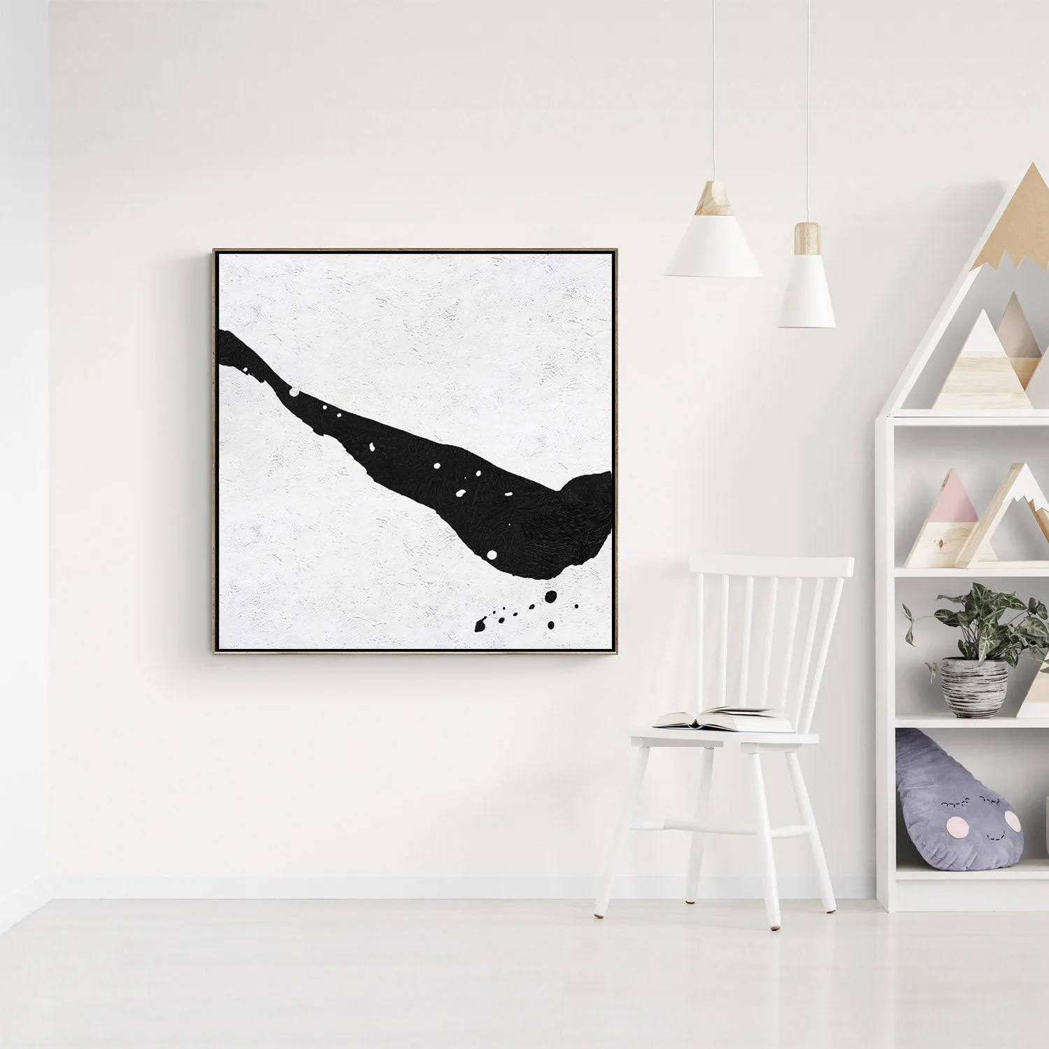 Minimal Black and White Painting MN87A