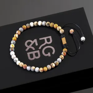Minimal Crazy Lace Agate Bead Bracelet