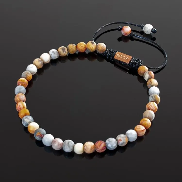 Minimal Crazy Lace Agate Bead Bracelet