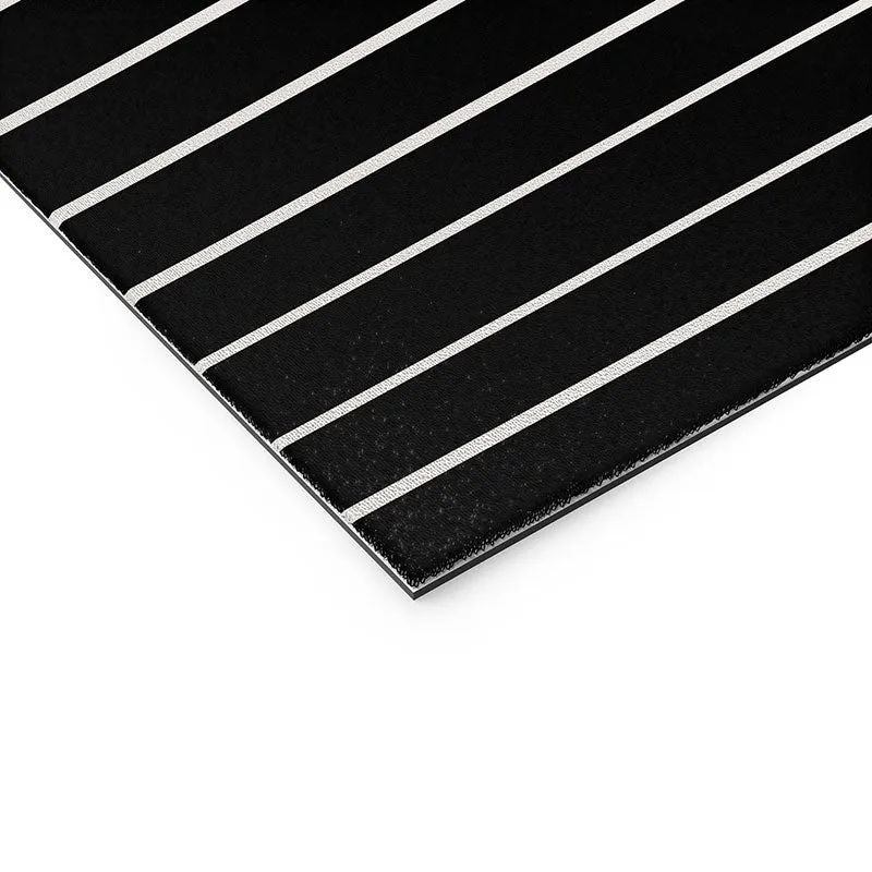 Minimal Line Curvature Black Welcome Mat