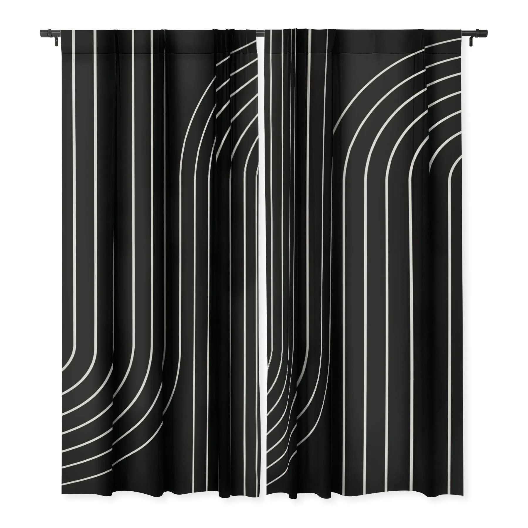 MINIMAL LINE CURVATURE BLACK WINDOW CURTAINS