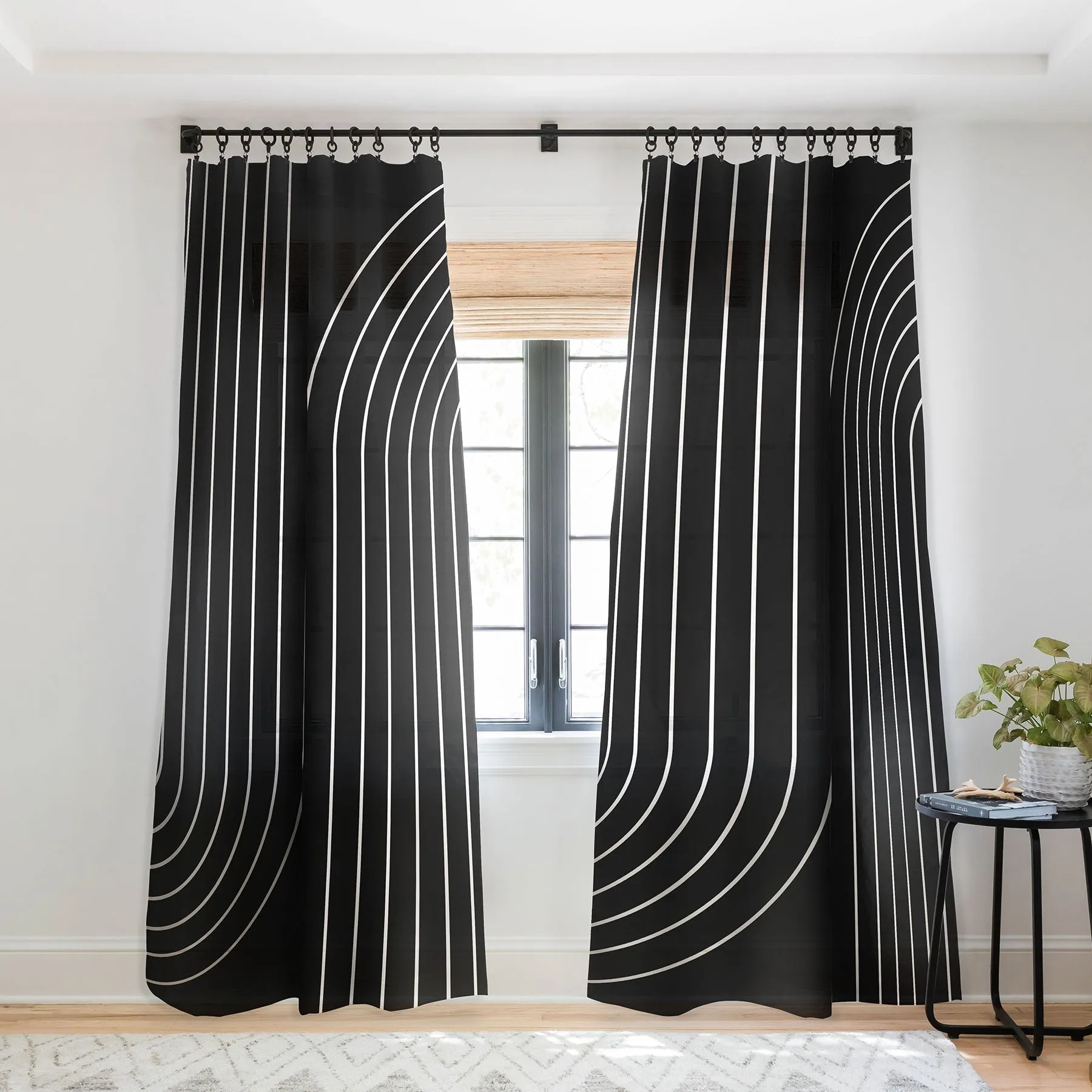 MINIMAL LINE CURVATURE BLACK WINDOW CURTAINS