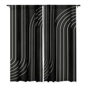 MINIMAL LINE CURVATURE BLACK WINDOW CURTAINS