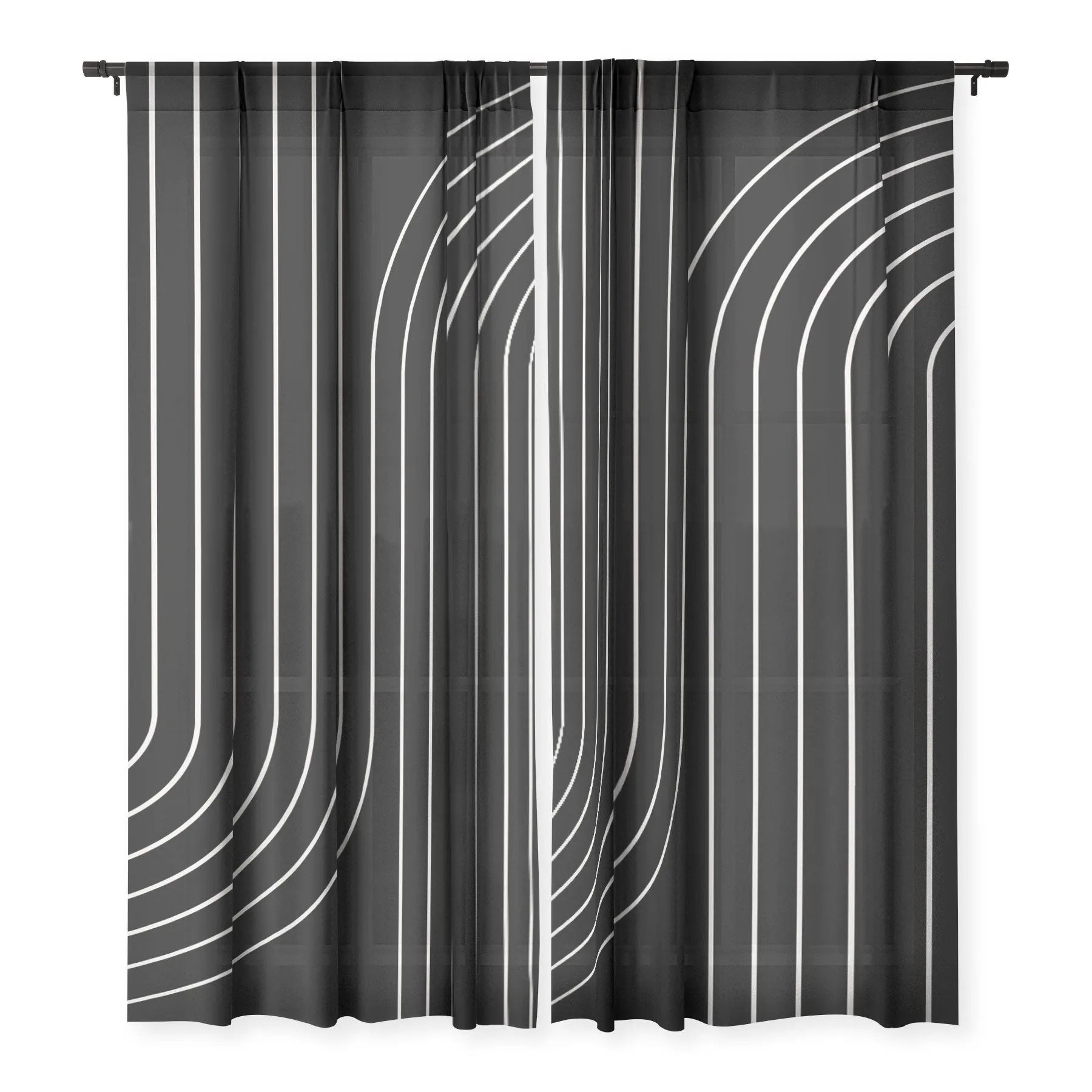 MINIMAL LINE CURVATURE BLACK WINDOW CURTAINS