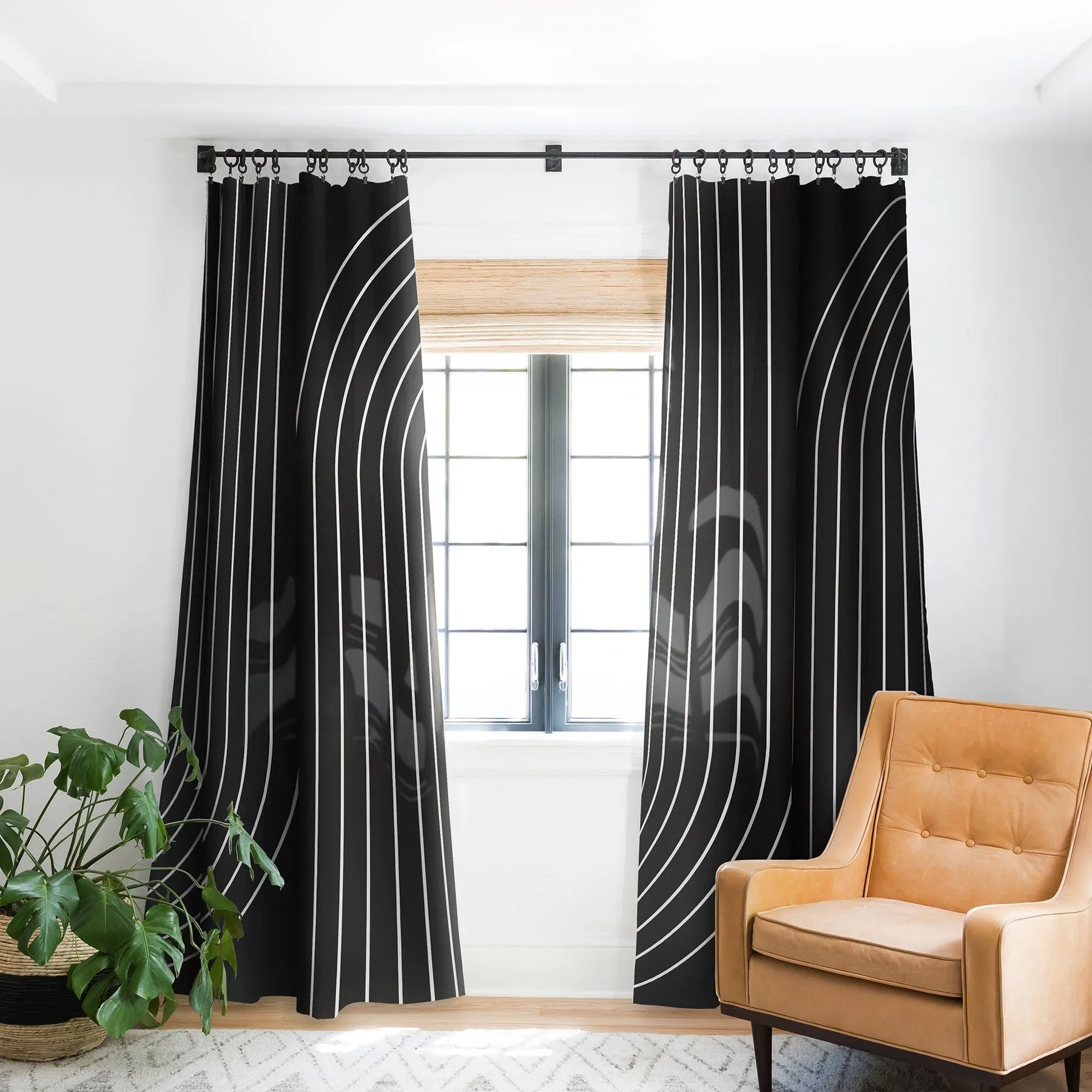 MINIMAL LINE CURVATURE BLACK WINDOW CURTAINS