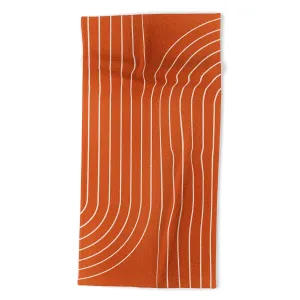 Minimal Line Curvature Coral Beach Towel