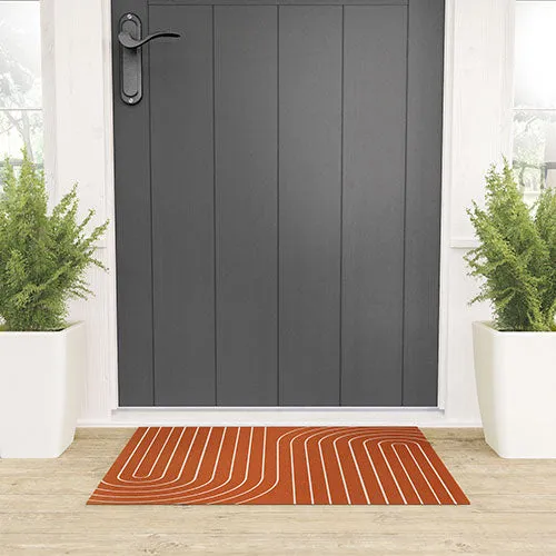 Minimal Line Curvature Coral Welcome Mat