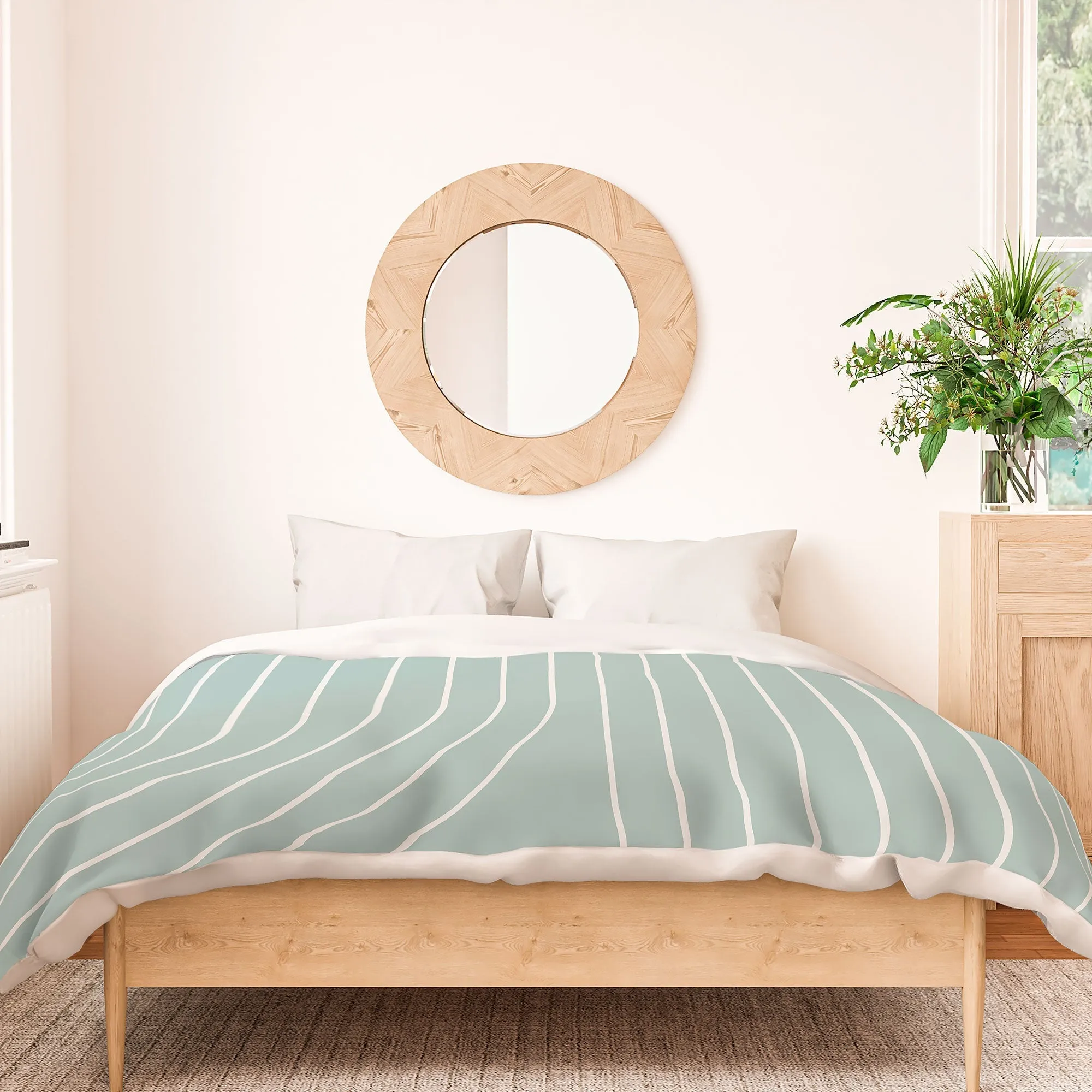 MINIMAL LINE CURVATURE SAGE DUVET / COMFORTER
