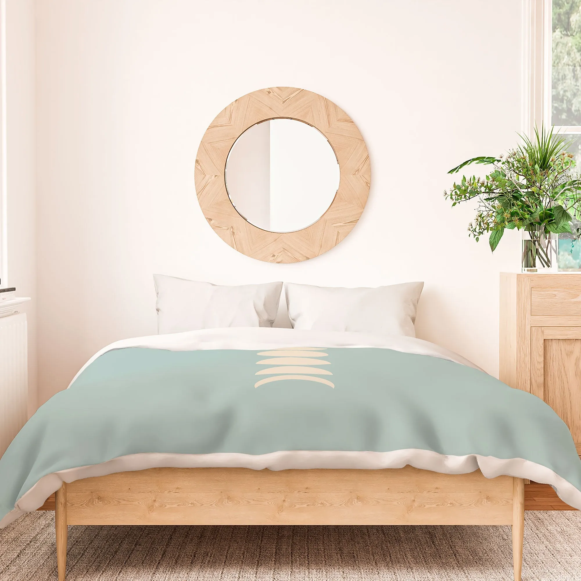 MINIMAL MOON PHASES SAGE DUVET / COMFORTER