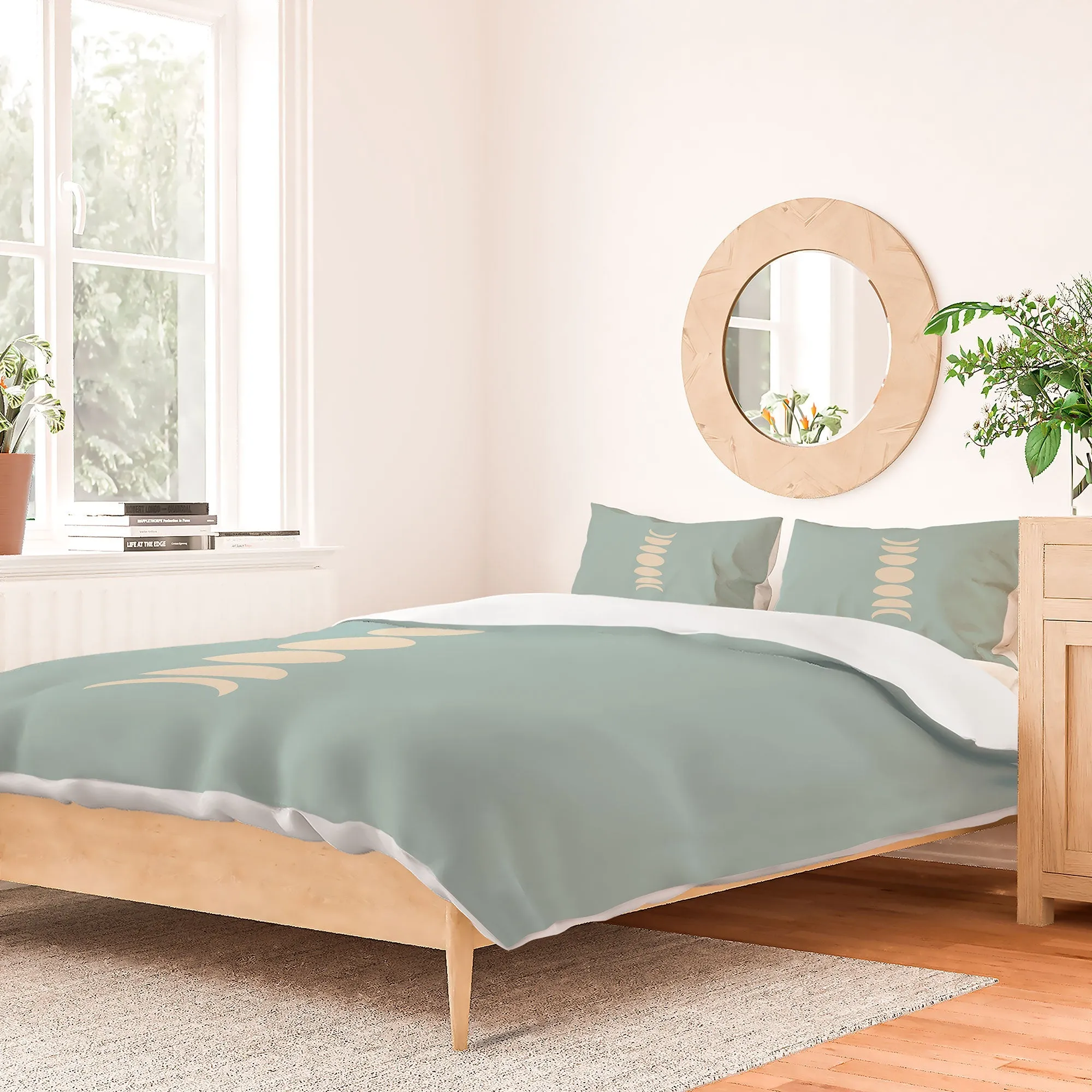 MINIMAL MOON PHASES SAGE DUVET / COMFORTER