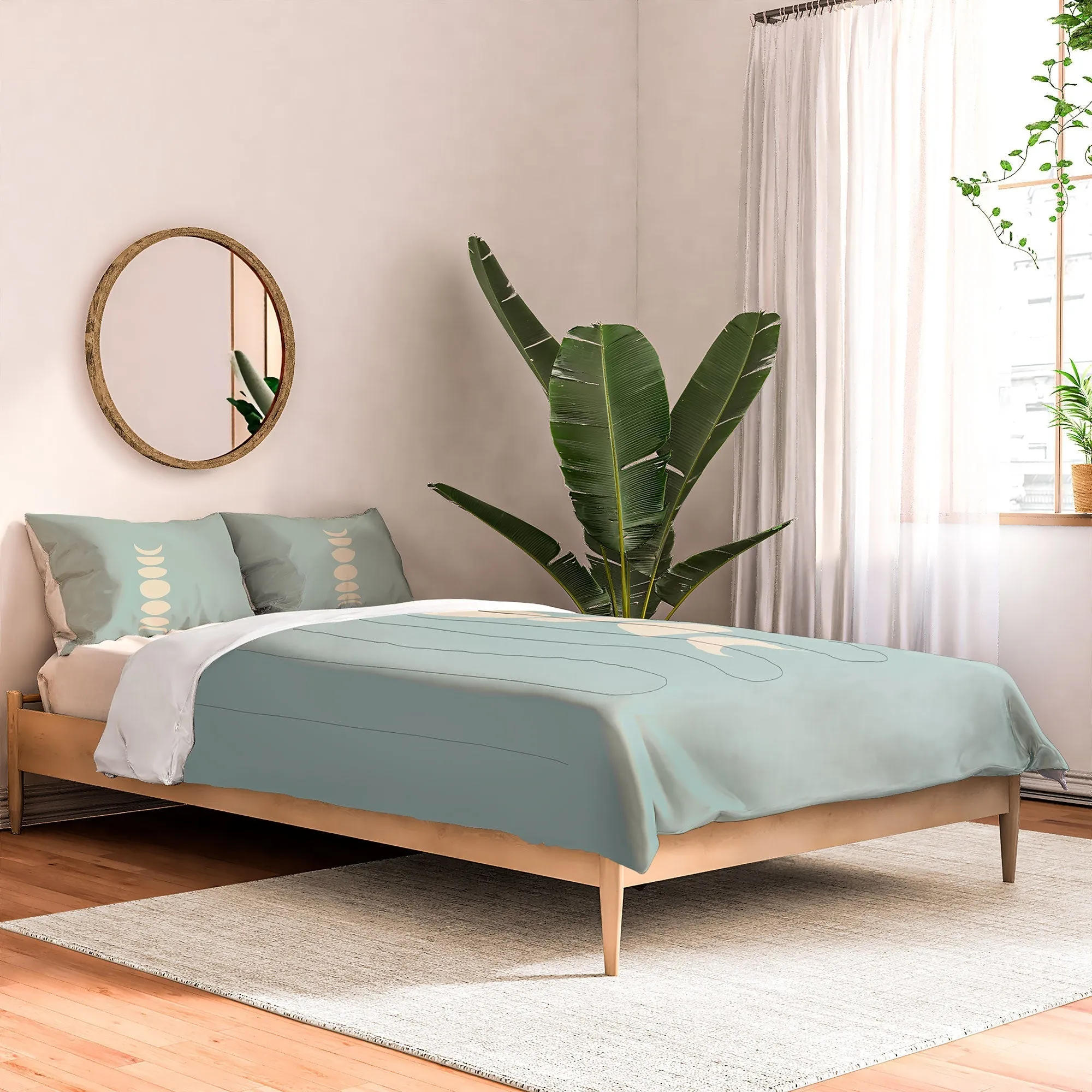 MINIMAL MOON PHASES SAGE DUVET / COMFORTER