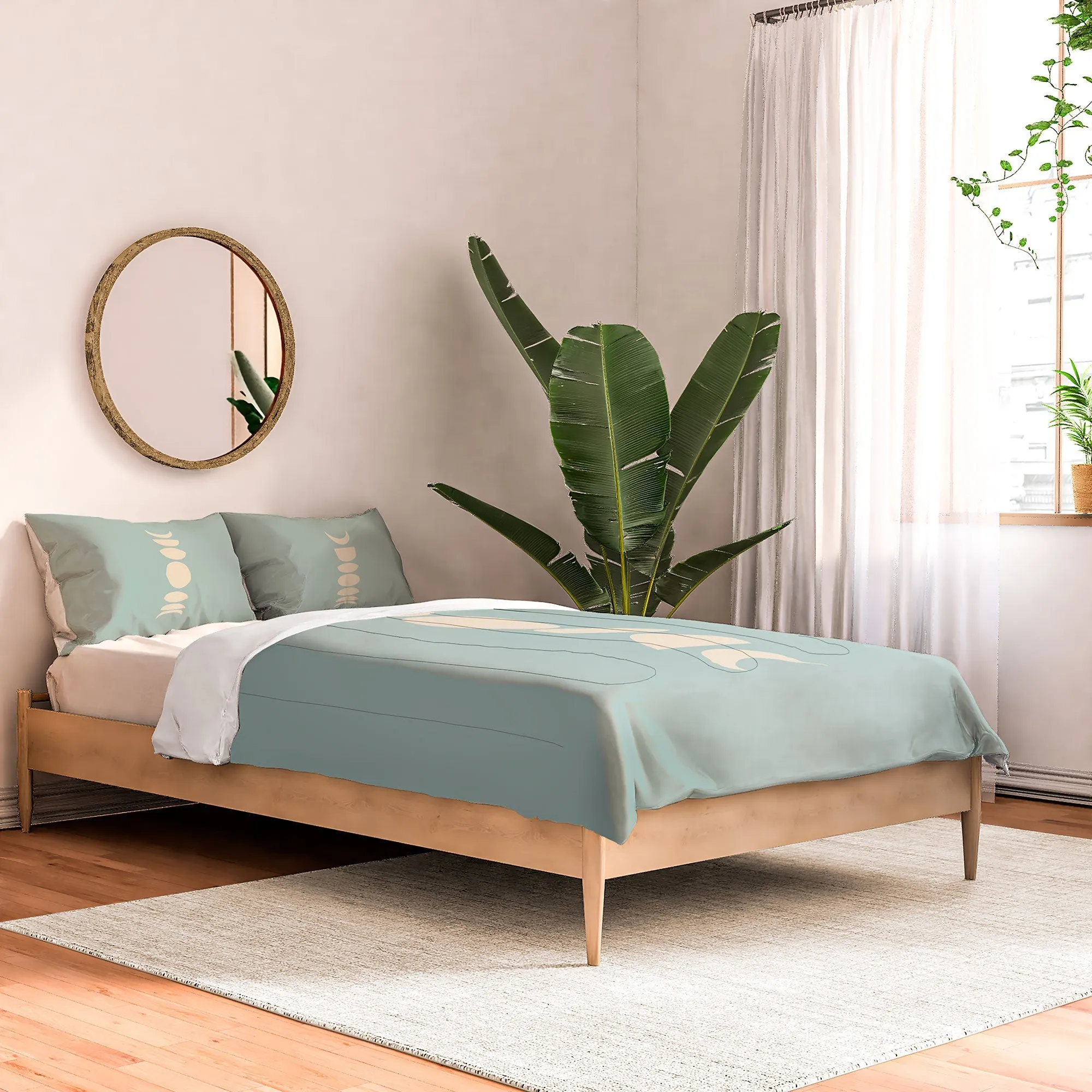 MINIMAL MOON PHASES SAGE DUVET / COMFORTER