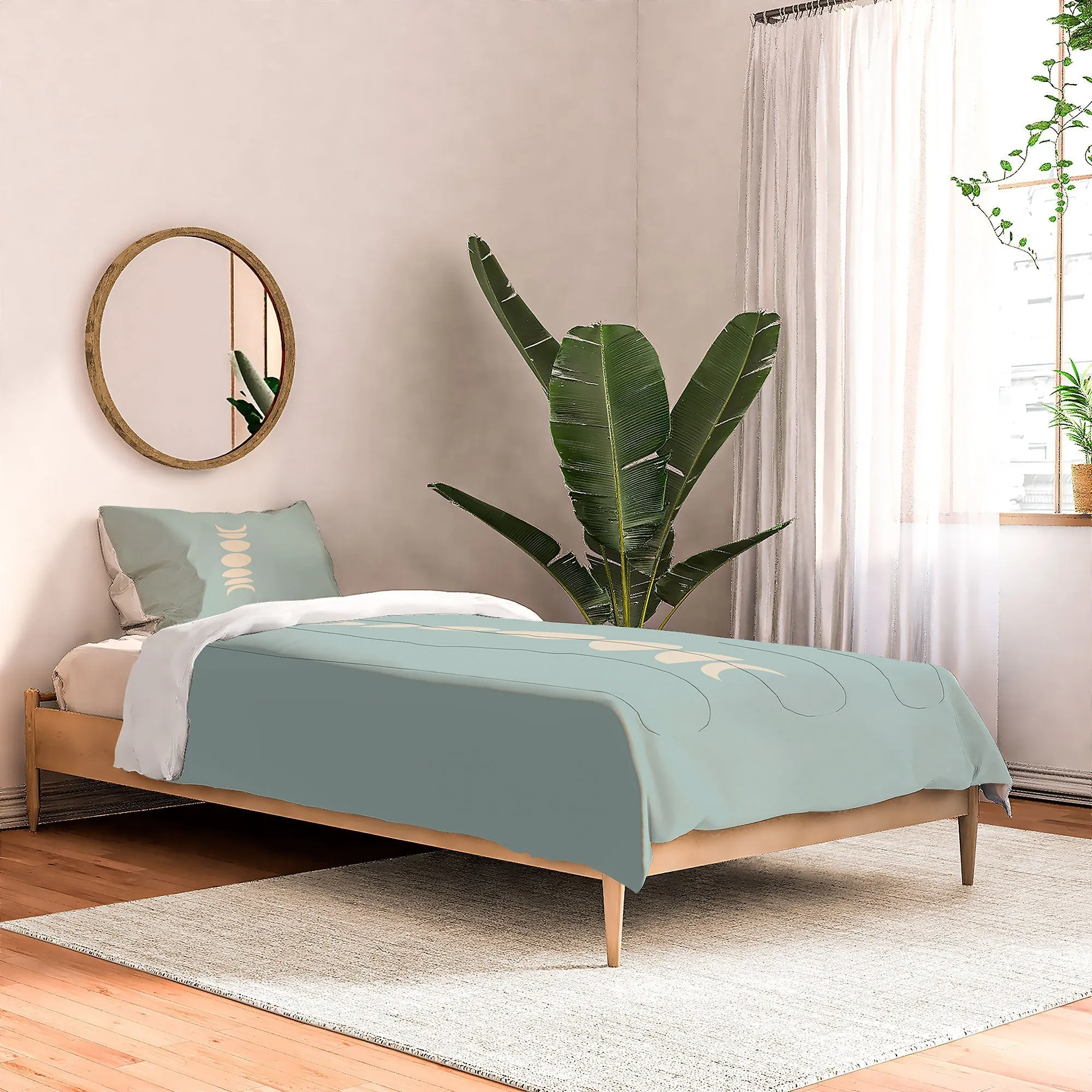 MINIMAL MOON PHASES SAGE DUVET / COMFORTER