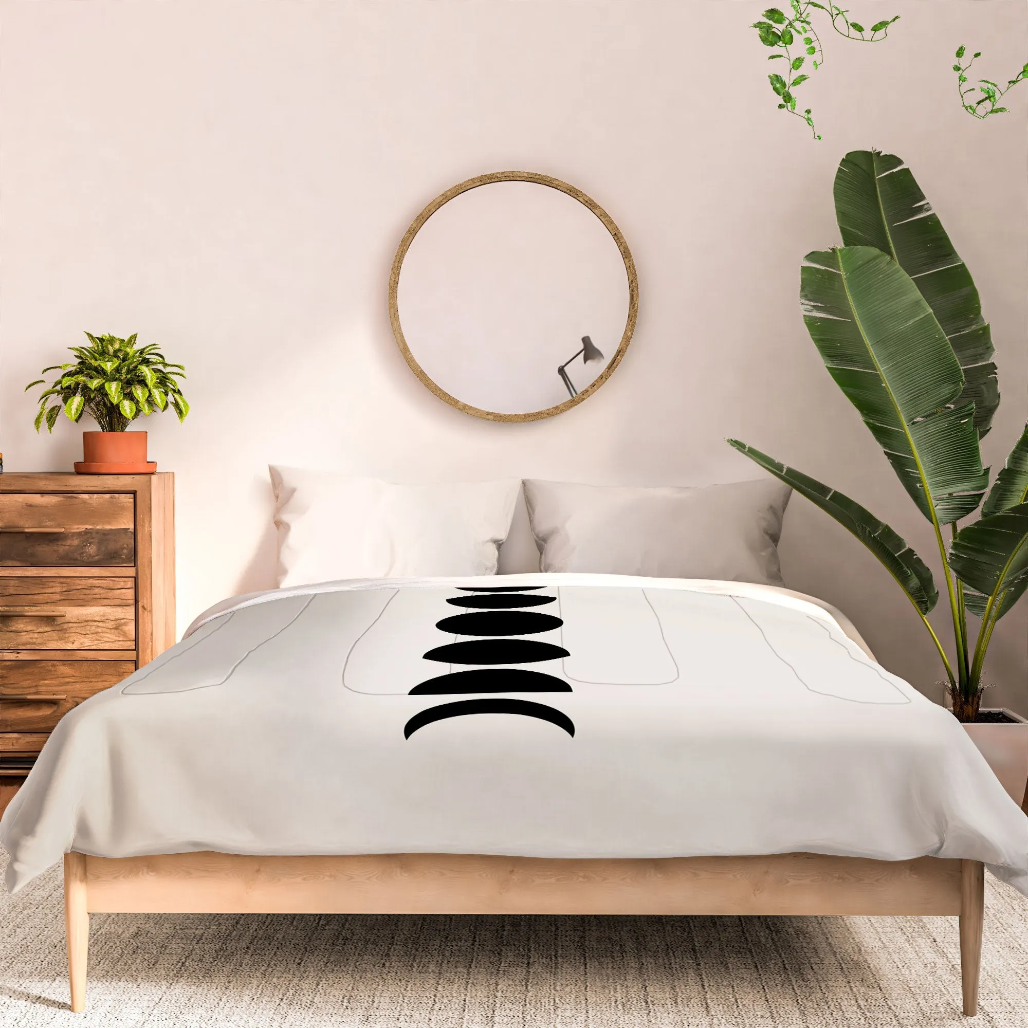 MINIMAL MOON PHASES WHITE DUVET / COMFORTER