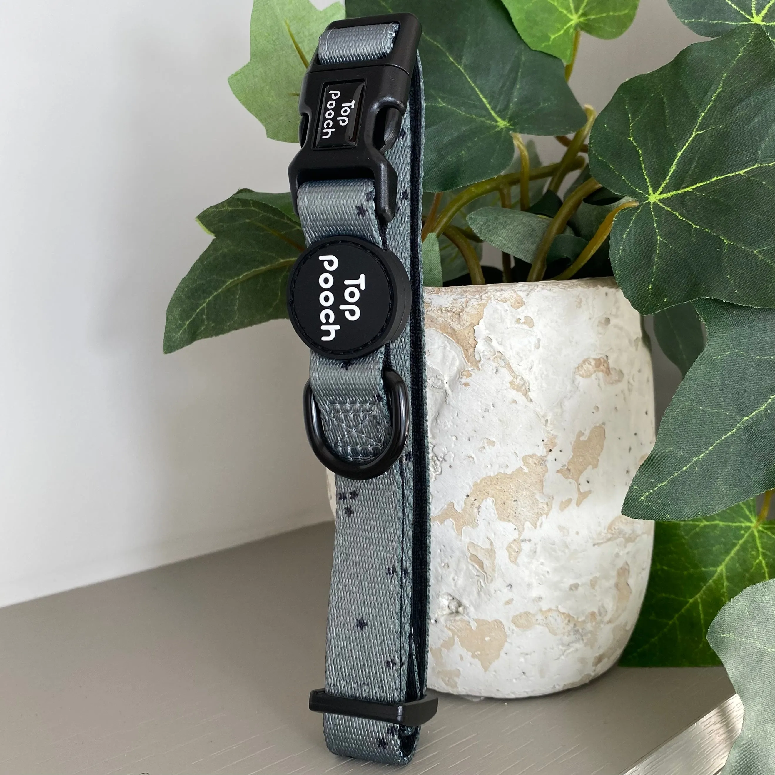 Minimal Stars Dog Collar - Misty Green