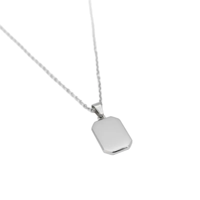 Minimal Tag Necklace - Silver