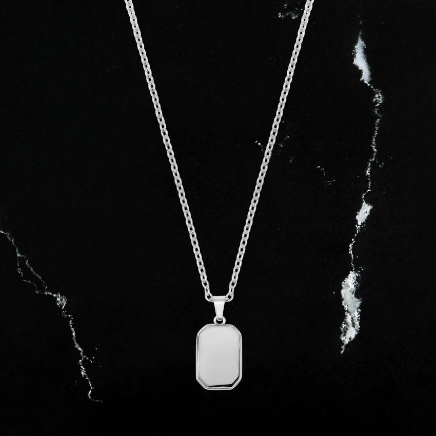 Minimal Tag Necklace - Silver