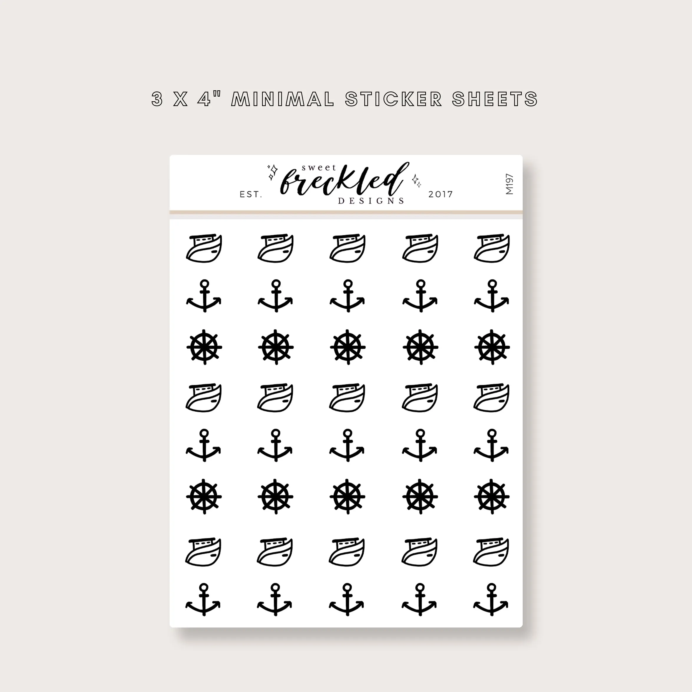 Minimalistic Mini Boating Sail Anchor Stickers