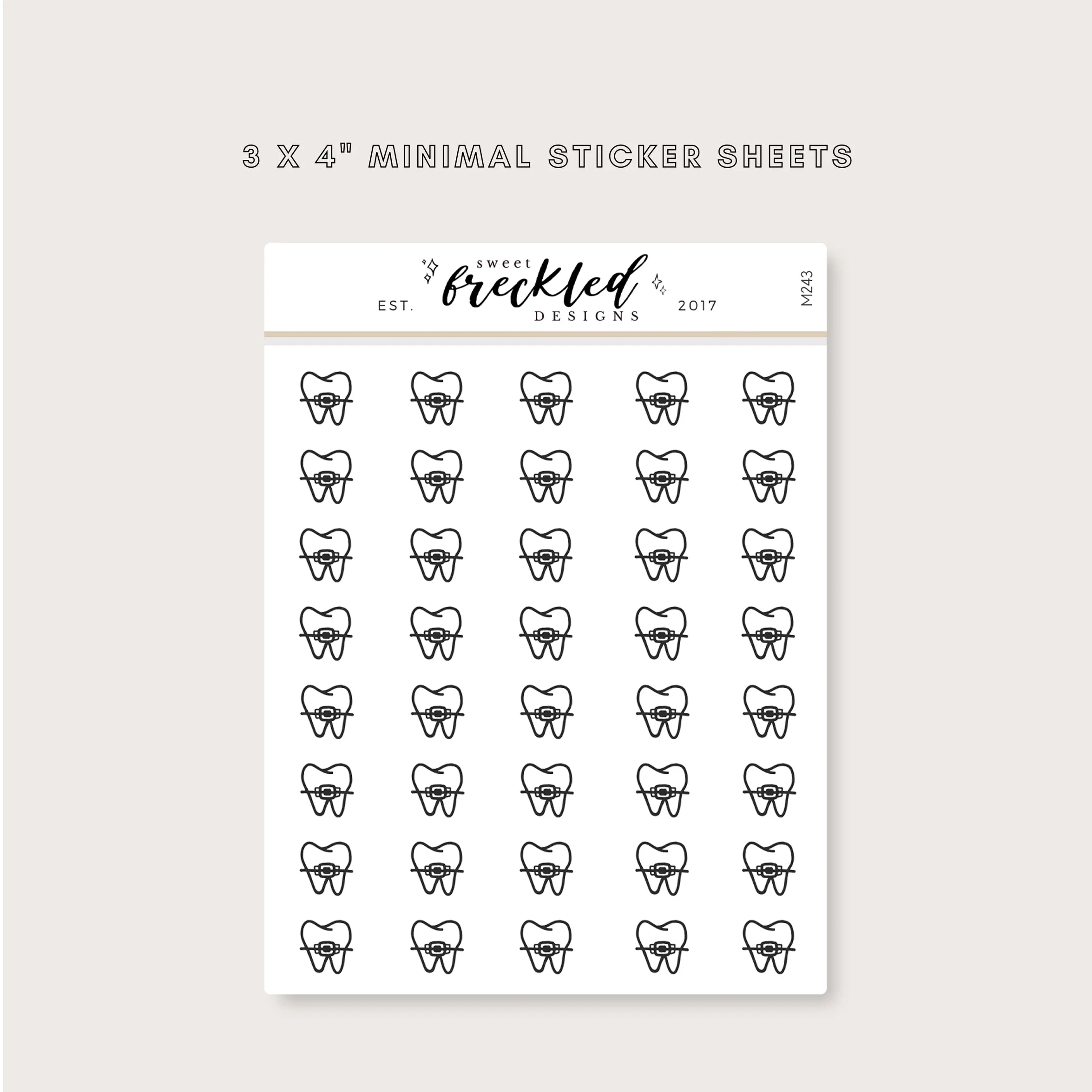 Minimalistic Mini Braces Tooth Dentist Stickers