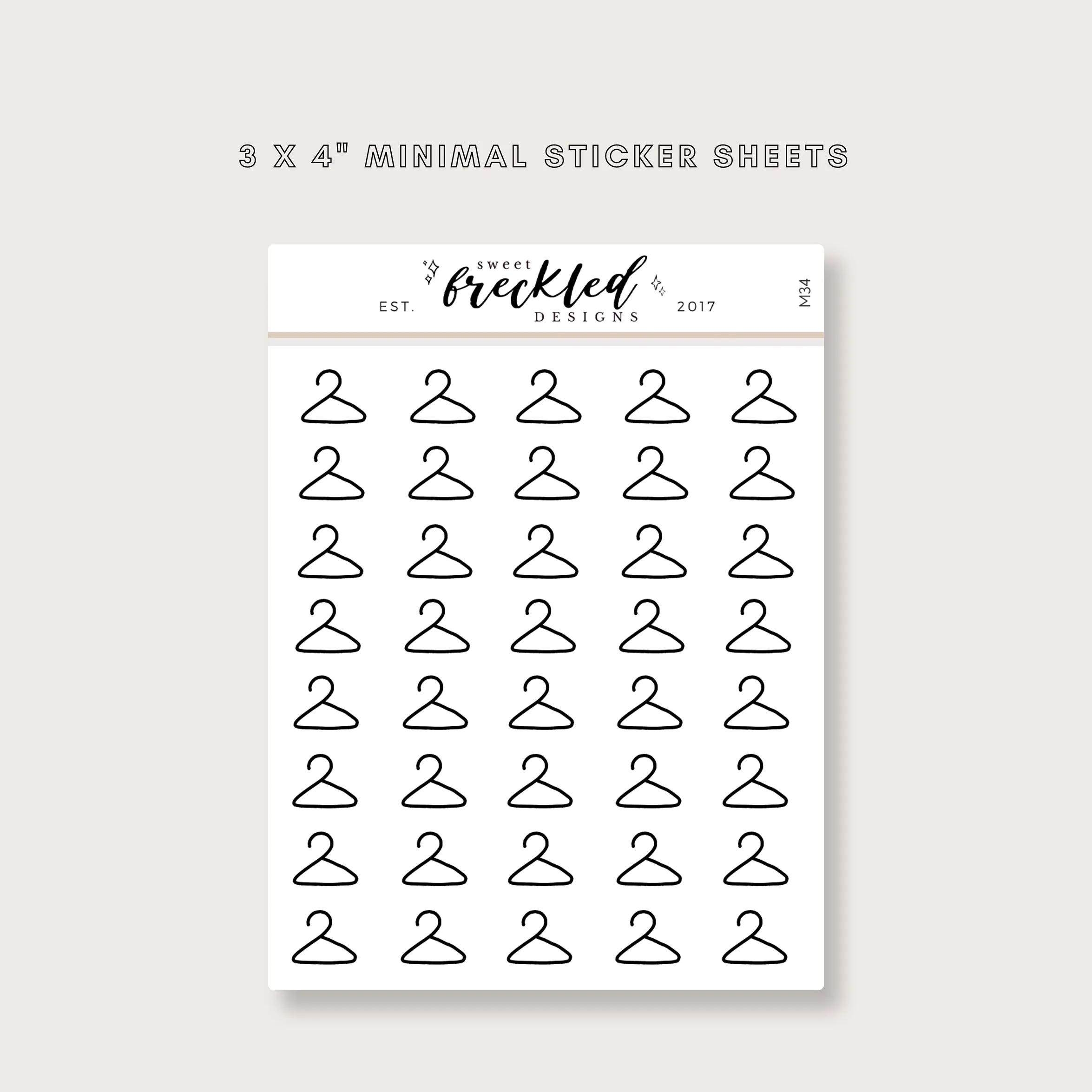 Minimalistic Mini Laundry Clothes Hanger Stickers