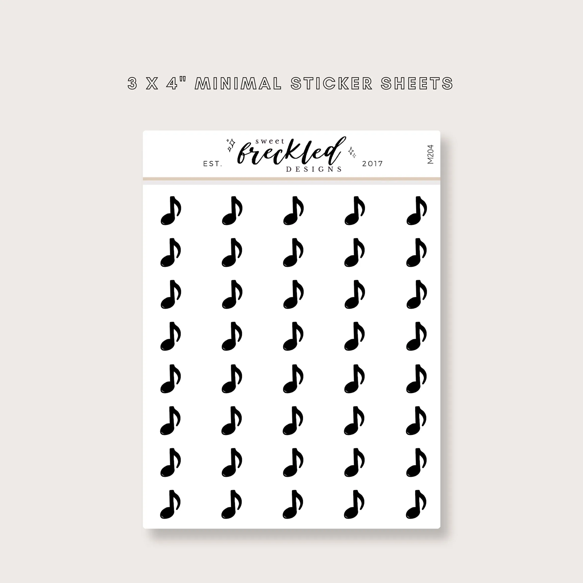 Minimalistic Mini Music Note Stickers